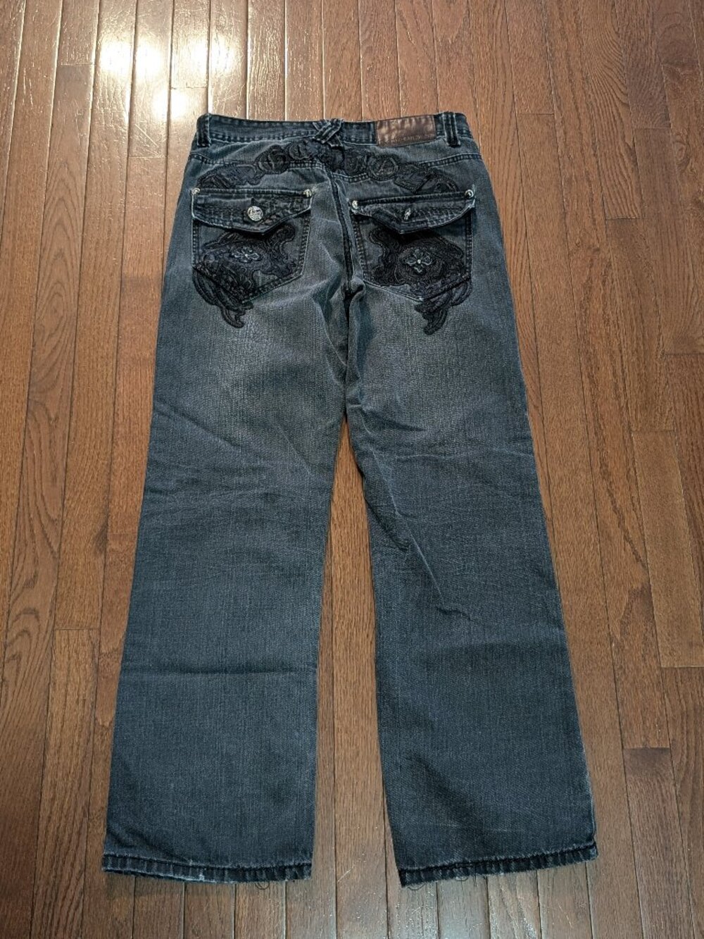 Y2K Baggy Embroidered Imperious Denim Jeans - Size 31x31